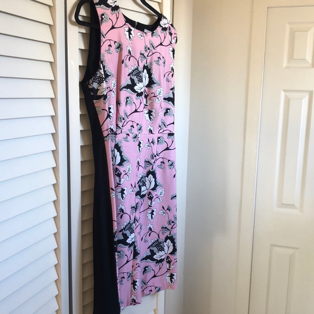 DVF Pink and Black Floral Print Dress Size 12